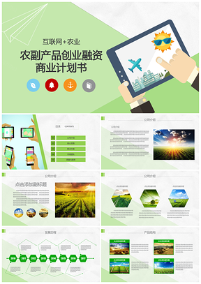 绿色互联网加农业农副产品融资商业计划书PPT模板