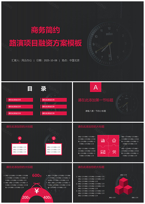 2025黑色商务简约路演项目融资方案PPT模板