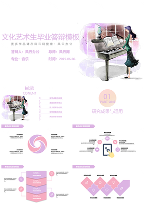 2025粉色毕业论文答辩文化艺术生PPT模板
