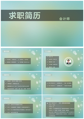 绿色会计简历通用最流行清晰版PPT模板