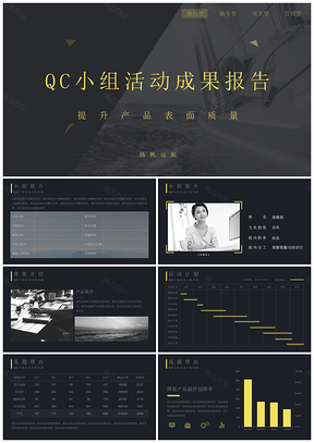 黑色专业QC小组课题活动成果项目报告PPT模板