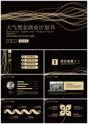 202X大气黑色流金商务计划书PPT模板