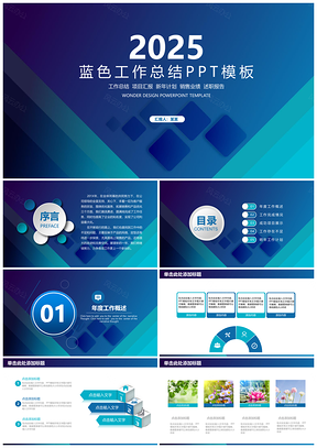 2025简约蓝色工作总结述职报告动态PPT模板