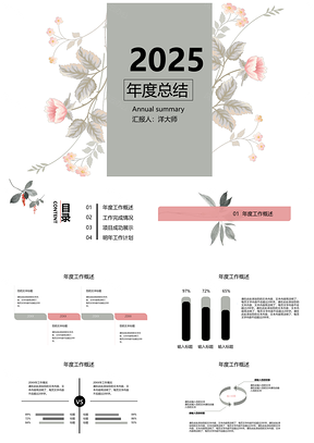 2025灰色小清新年度总结PPT模板