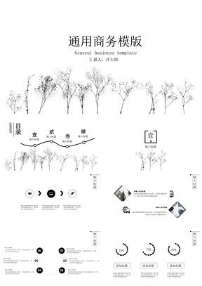 小清新黑白通用商务PPT模板