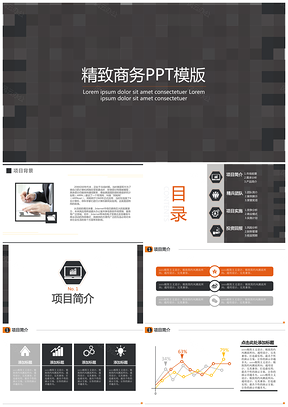 黑色通用精致商务PPT模板