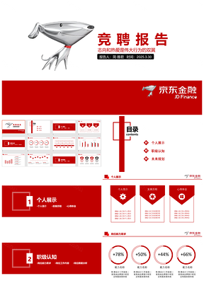 2025红色述职竞聘京东金融竞聘报告PPT模板