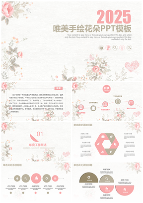 2025粉色唯美花朵工作计划总结商务汇报动态PPT模板