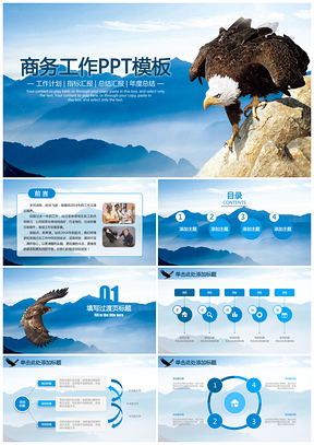 蓝色展翅高飞企业文化商务工作通用动态PPT模板
