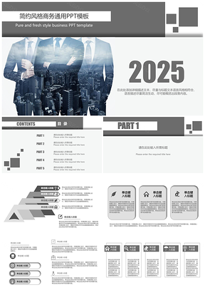 2025工作黑色简约商务总结汇报PPT模板