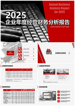2025红色公司财务分析报告PPT模板