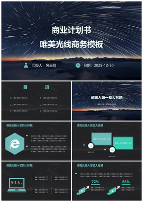 2025黑色商业计划书唯美光线商务PPT模板