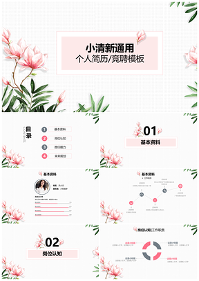 粉色小清新创意个人简历竞聘PPT模板