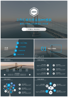 2025黑色实用系列工作汇报商务动感PPT模板