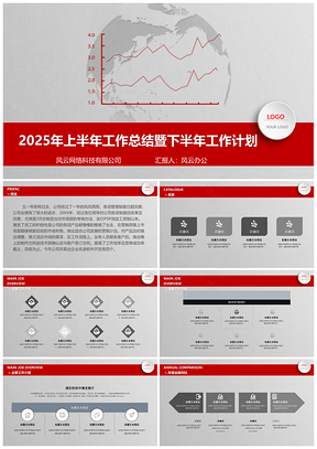 2025红色年中总结汇报数据分析通用型PPT模板