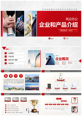 2025红色简约大气公司企业简介产品推介提案路演商务PPT模板