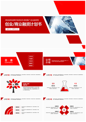 红色简约创业商业计划书PPT模板