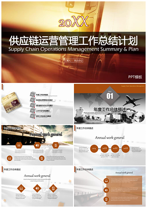 黄色企业供应链运营管理工作总结计划PPT模板