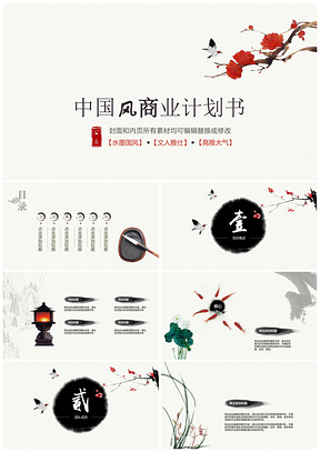 白色中国风创业商业计划书PPT模板