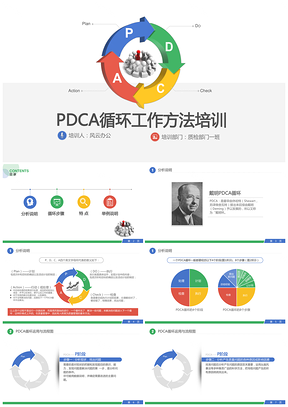 白色含PDCA循环管理系统培训PPT模板
