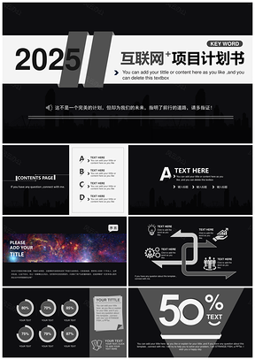 2025黑色动态创意欧美风酷黑大气实用商务简约PPT模板
