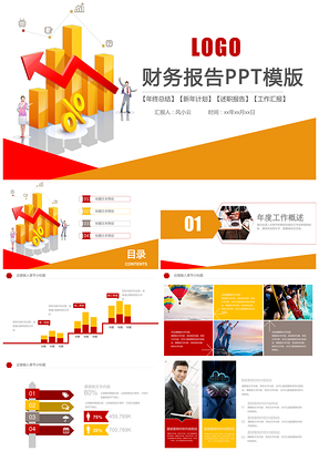 黄色财务报业绩报告工作汇报PPT模板