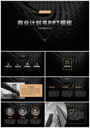 2025黑色黑金质感商务工作计划书PPT模板