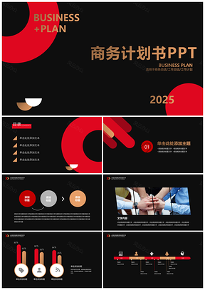 2025红色高端商务计划书创业PPT模板