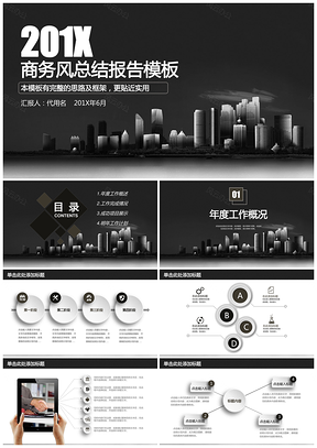 黑色稳重简约欧美商务风工作总结计划报告动态PPT模板