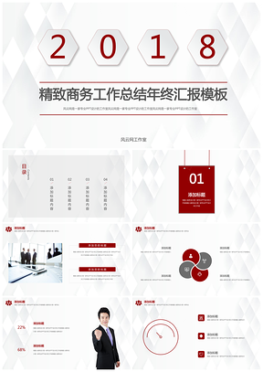 红色2025企业年终总结创业计划书PPT模板