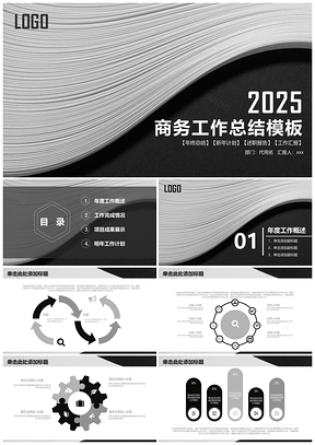 2025报告黑色简约商务工作总结计划PPT模板