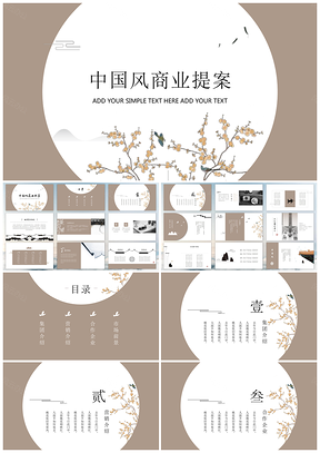 彩色简素淡雅中国风活动策划商业提案PPT模板