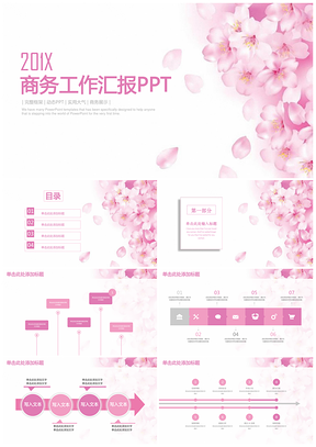 粉色小清新商务工作总结汇报通用动态PPT模板