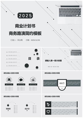 2025白色简约商业计划书路演PPT模板