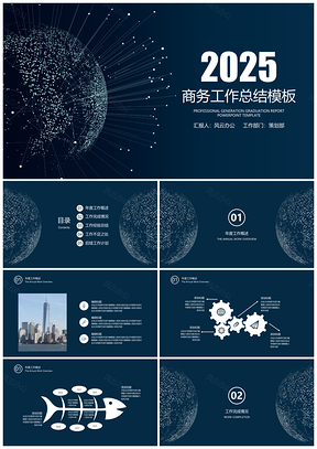 2025白色年终总结商务线条年终工作总结报告PPT模板