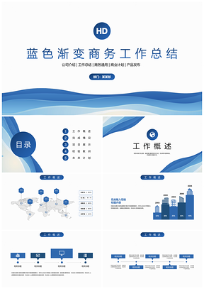 蓝色商业环保科技汇报总结PPT模板