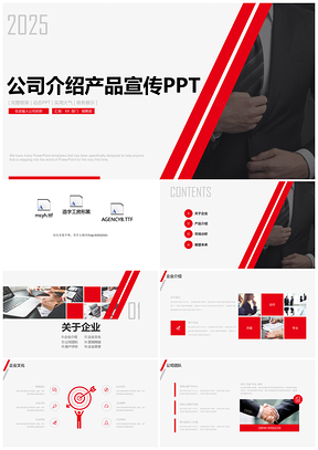 2025红色时尚大气公司简介企业工作宣传PPT模板