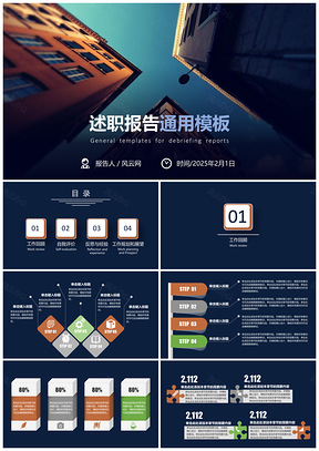 2025彩色简洁述职报告通用PPT模板