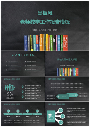 2025清新绿色黑板风老师教学工作报告PPT模板