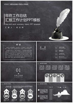 黑板风年终工作总结汇报工作计划述职报告PPT模板