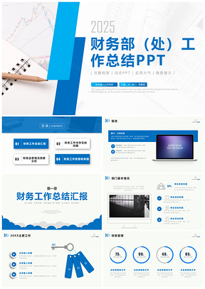 2025蓝色财务部工作总结计划PPT模板