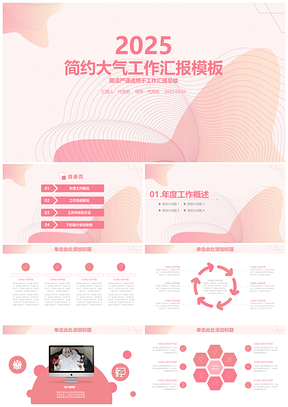 2025粉色简约大气商务工作总结汇报动态PPT模板