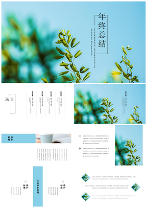 绿色简约创意风年终总结计划书通用PPT模板