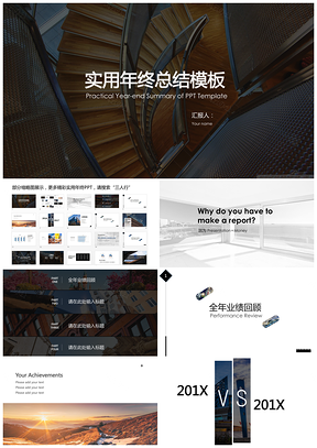 黑色商务年终总结报告通用PPT模板