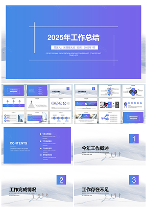 2025紫色简约大气工作汇报PPT模板