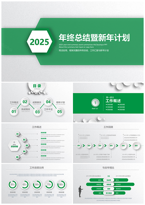 2025绿色商务汇报计划年终总结通用PPT模板