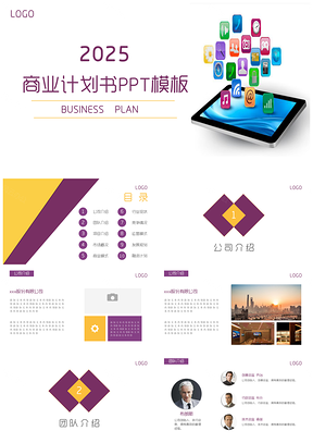 2025灰色简约商业计划书PPT模板