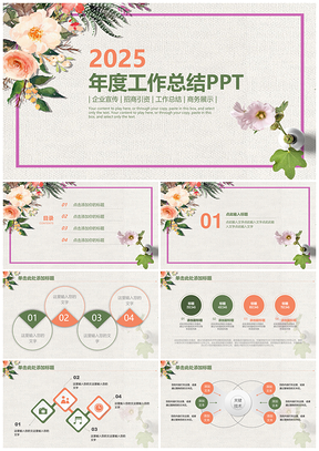 2025粉色文艺清新淡雅年终工作总结汇报动态PPT模板