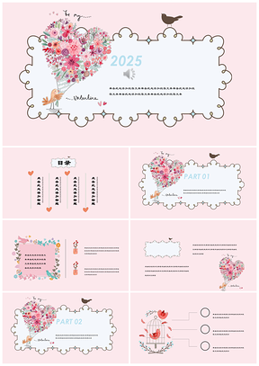 粉色手绘鸟儿卡通教育培训家长会通用PPT模板