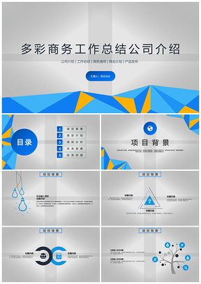 蓝色多彩商务企业管理工作总结PPT模板